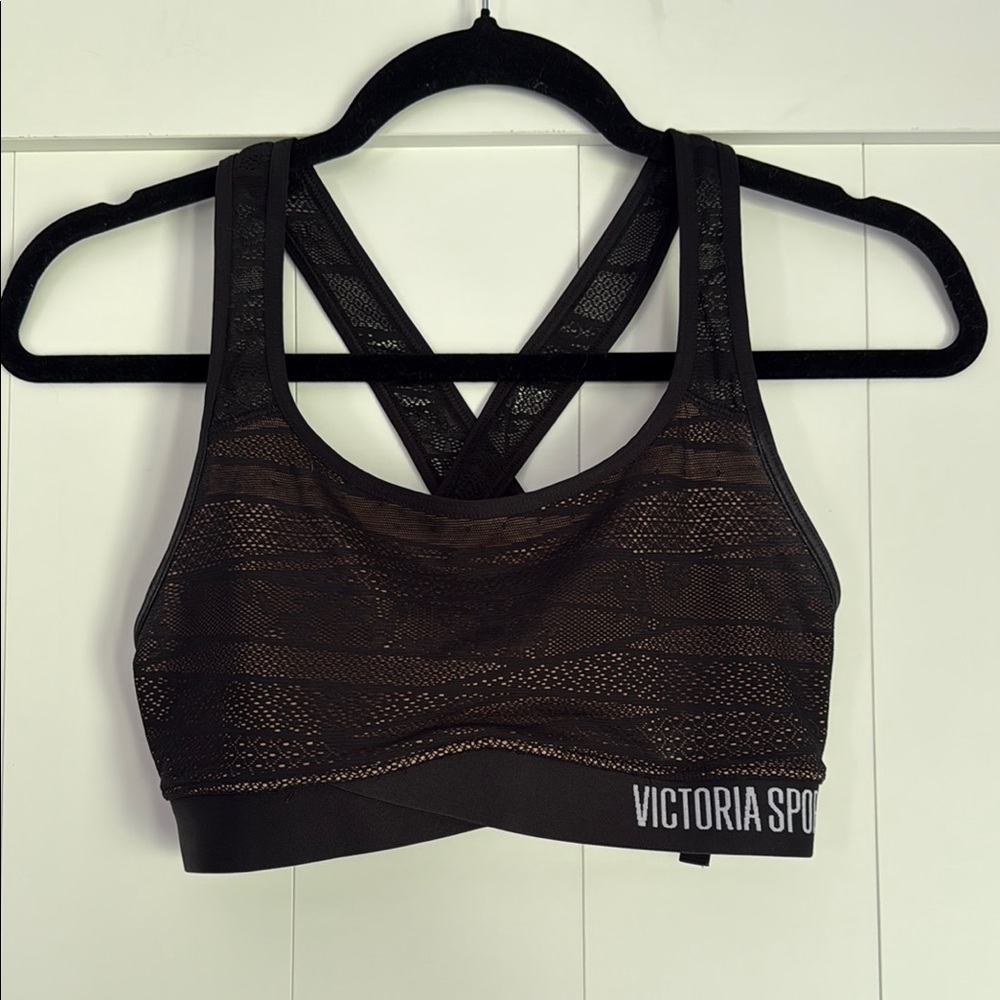 Victoria Sport Black Mesh Sports Bra